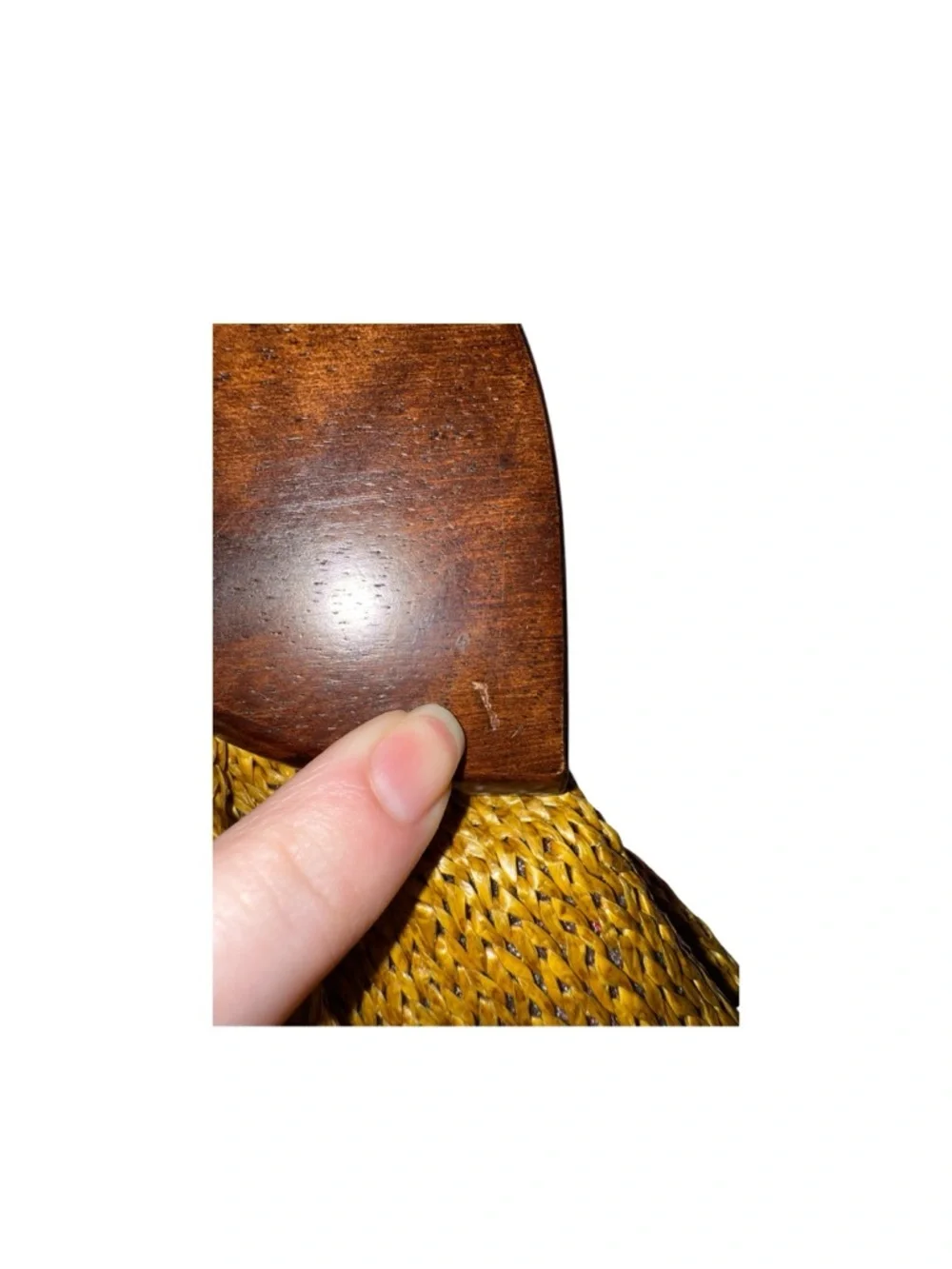 Elaine Turner Woven Straw Clutch with Wooden Handle, beachy, like new! - Picture 6 of 6